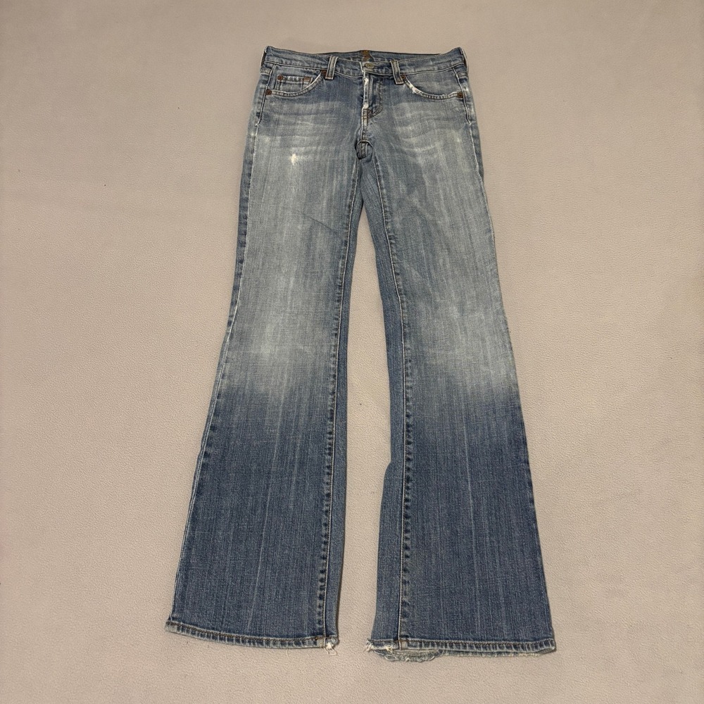 7 For All Mankind Bootcut Jeans Light Wash Low Rise Distressed Sz 25 Y2K Grunge